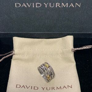 David Yurman Two-Tone Cable Stack Ring in Silver and Gold